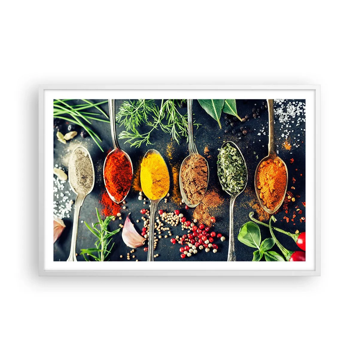 Póster en marco blanco - Magia culinaria - 91x61 cm