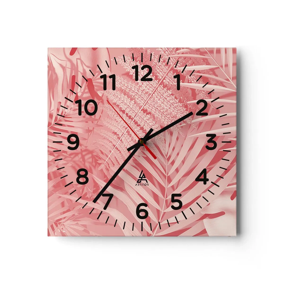 Reloj de pared - Reloj de vidrio - Concepto rosa - 30x30 cm