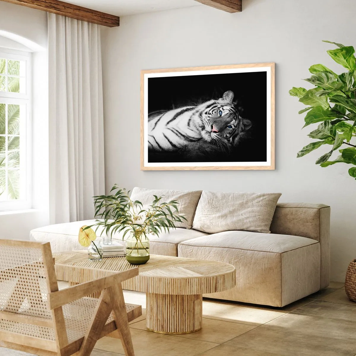 Póster en marco roble claro - Salvaje y tranquilo - 50x40 cm