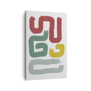 Cuadro sobre lienzo - Impresión de Imagen - Patrones geométricos coloridos en un estilo abstracto. - 80x120cm - En un idioma desconocido - Decoración de pared moderna para salón y dormitorio ARTTOR