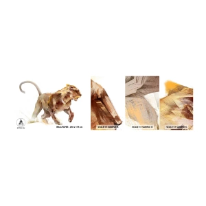 Muestra de fotomural autoadhesivo Deluxe Sticker - Gracia salvaje - animales, León, Abstracción - 100x30 cm