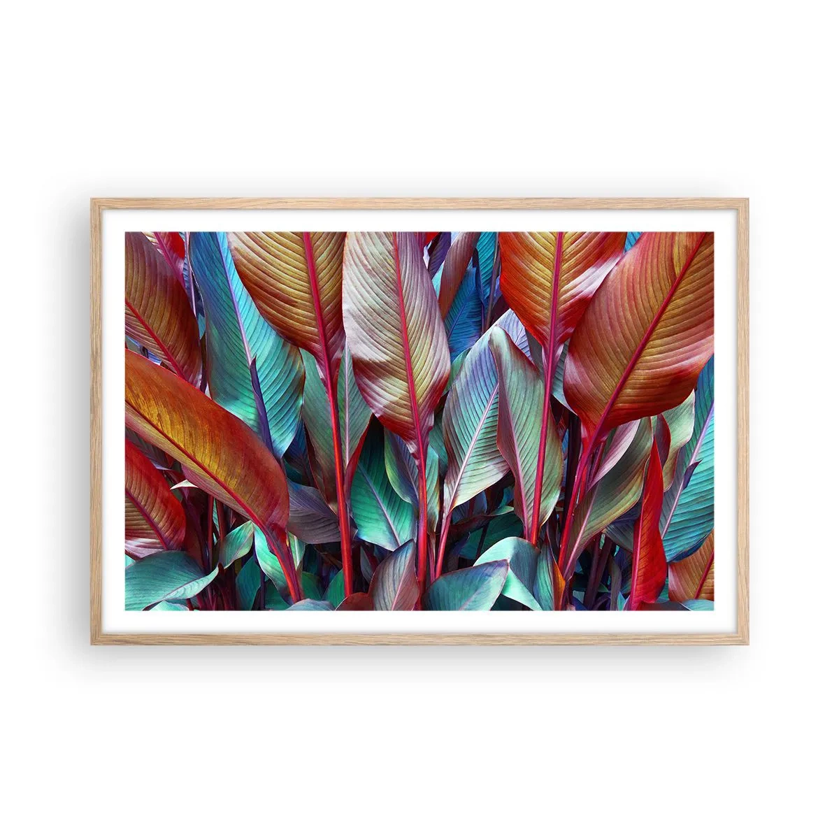 Póster en marco roble claro - Un matorral de colores - 91x61 cm