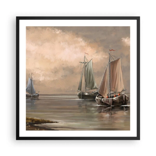 Póster en marco negro - El regreso de los marineros - 60x60 cm
