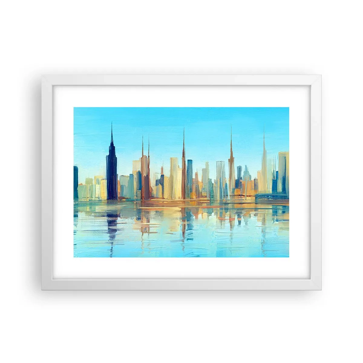 Póster en marco blanco - Metrópolis soleada - 40x30 cm