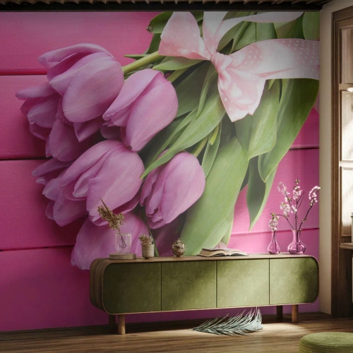 Fotomural personalizado Premium Canvas - Solo para ti - flores, tulipanes, Ramo de flores
