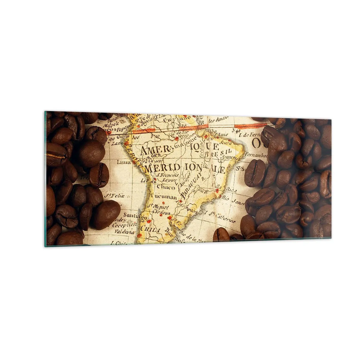 Cuadro sobre vidrio - Impresiones sobre Vidrio - ¿De dónde viene el mejor café? - 100x40 cm