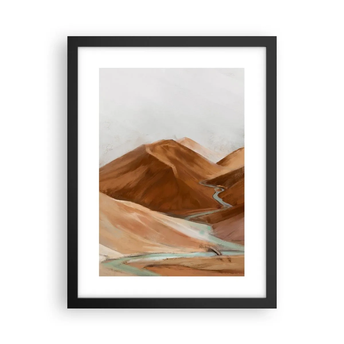 Póster en marco negro - Ruta hacia la fuente - 30x40 cm