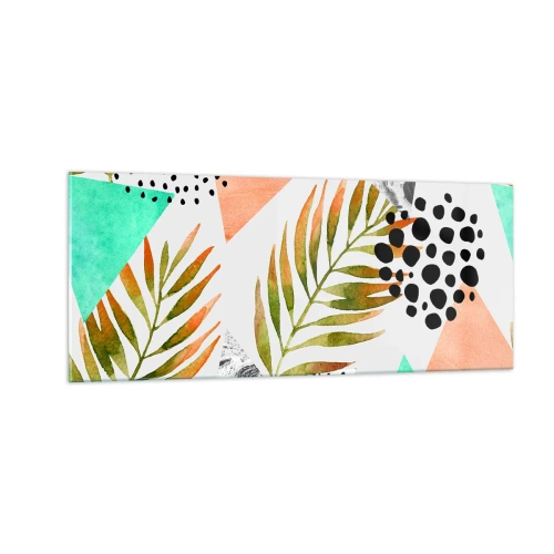 Cuadro sobre vidrio - Impresiones sobre Vidrio - Decoración con hojas de palmera - 100x40 cm