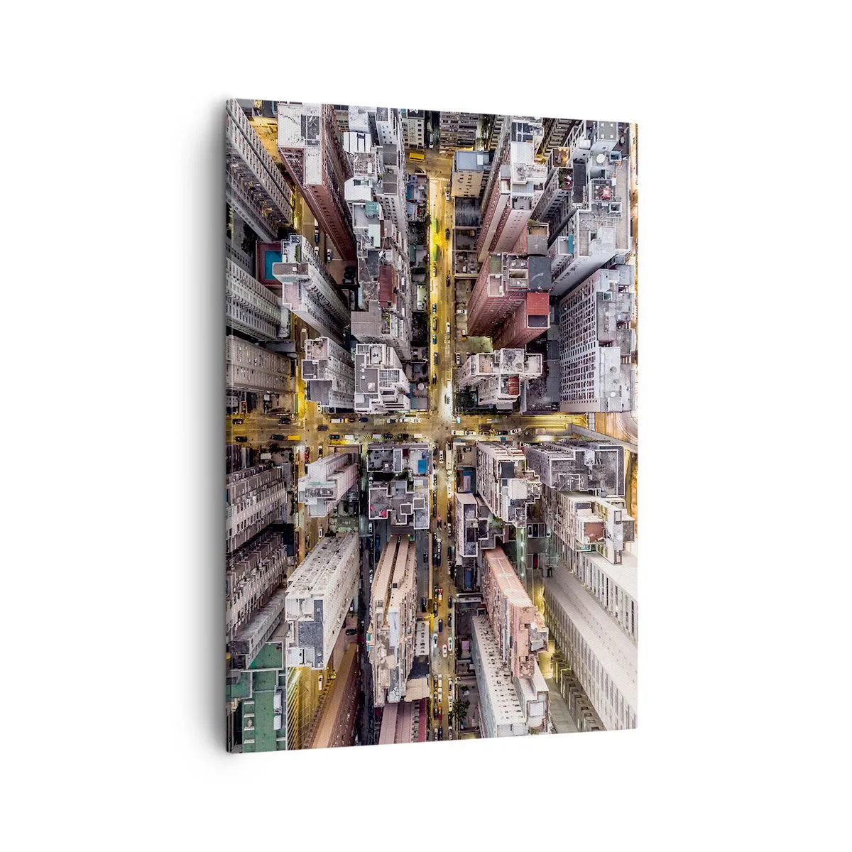 Cuadro sobre lienzo - Impresión de Imagen - Una vista de pájaro de una ciudad llena de rascacielos. - 50x70cm - Saludos desde Hong Kong - Decoración de pared moderna para salón y dormitorio ARTTOR