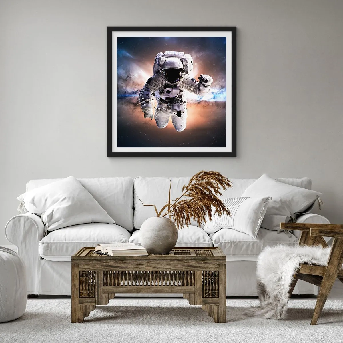 Póster en marco negro - Saludos desde el espacio exterior - 30x30 cm