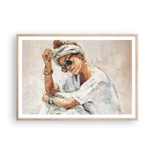 Póster en marco roble claro - Retrato a pleno sol - 100x70 cm