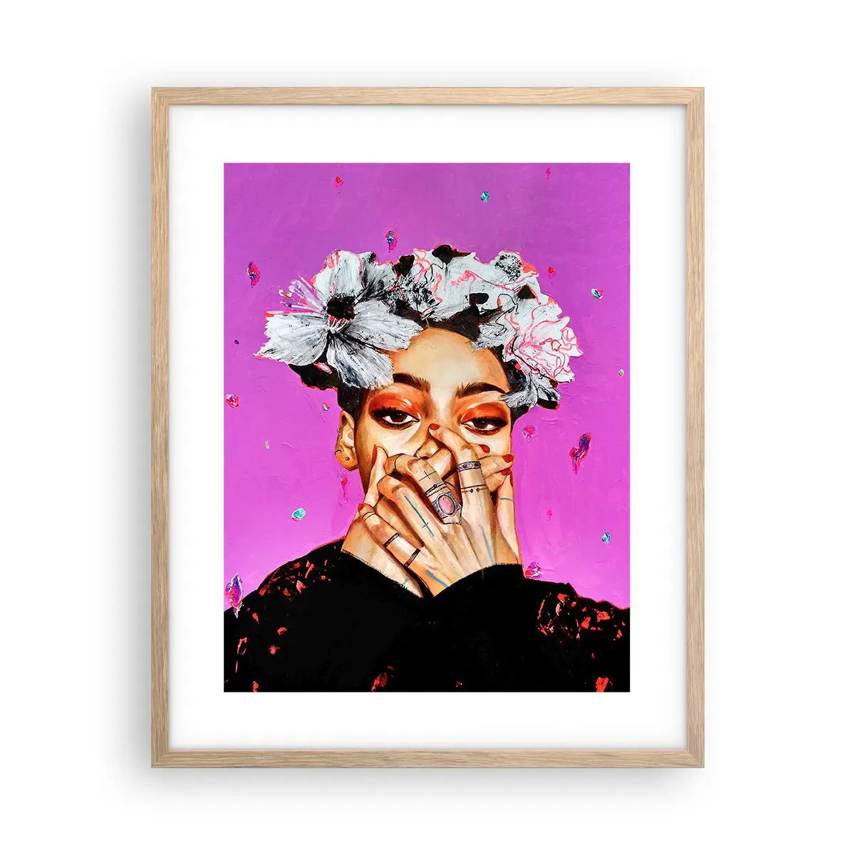 Póster en marco roble claro - Un poco alocada - 40x50 cm