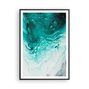 Póster en marco negro - Disolución en blanco y turquesa - 70x100 cm