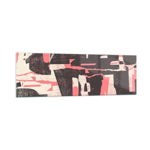 Cuadro sobre vidrio - Impresiones sobre Vidrio - Una composición abstracta en tonos rosa y marrón. - 160x50cm - Todo el ajetreo - Decoración de pared moderna para salón y dormitorio ARTTOR
