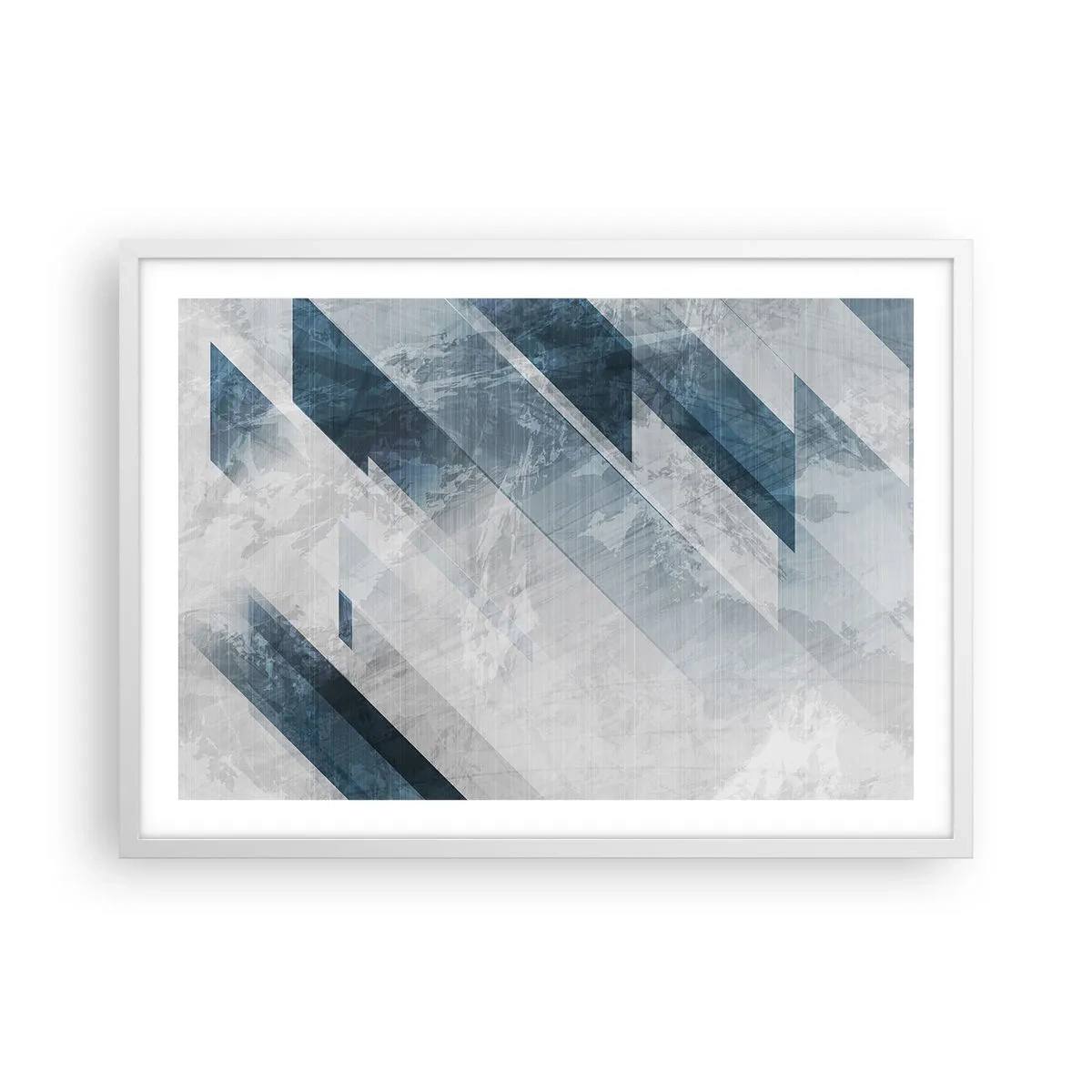 Póster en marco blanco - Composición espacial - movimiento de grises - 70x50 cm