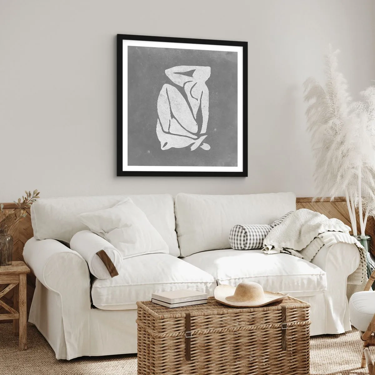 Póster en marco negro - En sus pensamientos - 60x60 cm