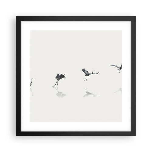 Póster en marco negro - Cuatro sencillos pasos para despegar - 40x40 cm