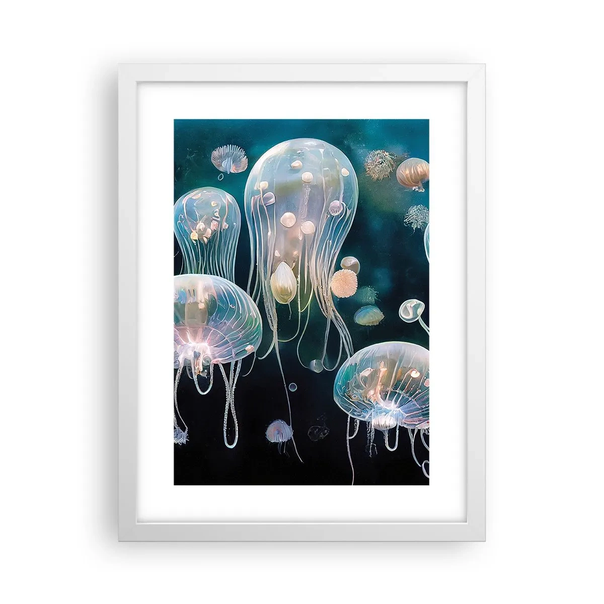 Póster en marco blanco - Globos submarinos - 30x40 cm