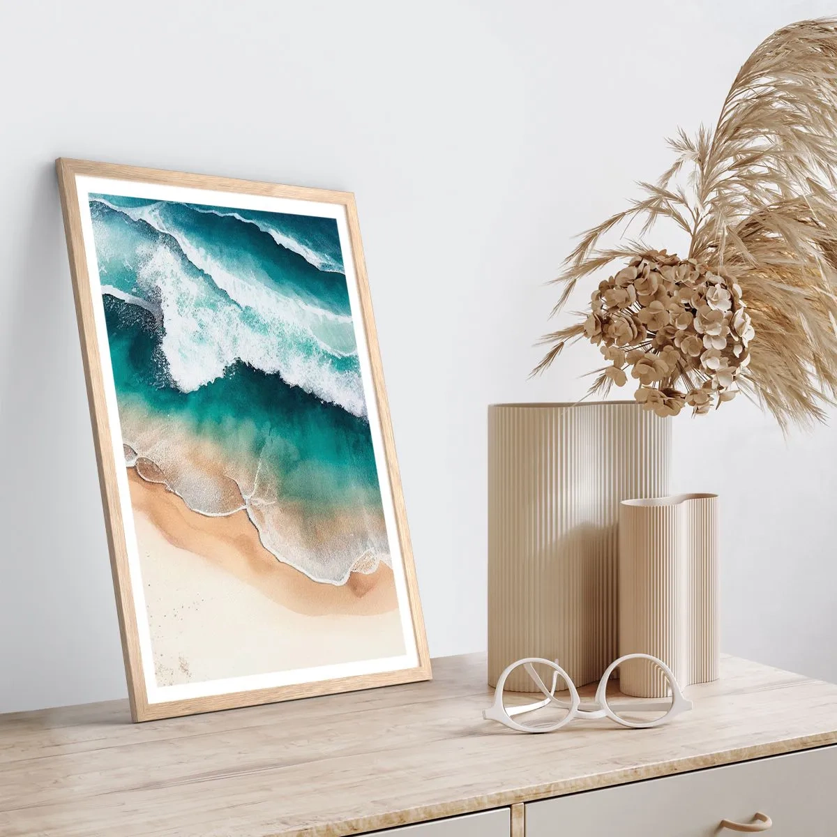 Póster en marco roble claro - Un encuentro eterno - 40x50 cm