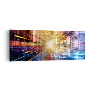 Cuadro sobre lienzo - Impresión de Imagen - Luces dinámicas en un pasillo futurista - 140x50cm - Un pasillo luminoso - Decoración de pared moderna para salón y dormitorio ARTTOR