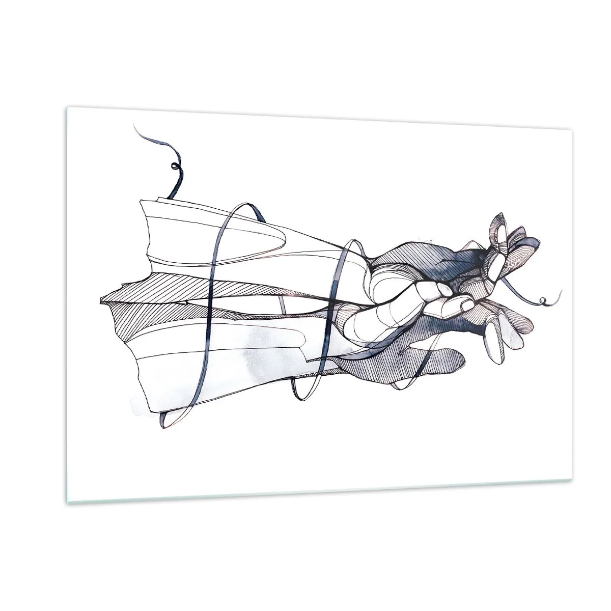 Cuadro sobre vidrio - Impresiones sobre Vidrio - Ilustración artística de una mano sosteniendo una flor. - 120x80cm - Un estudio sobre el contacto - Decoración de pared moderna para salón y dormitorio ARTTOR