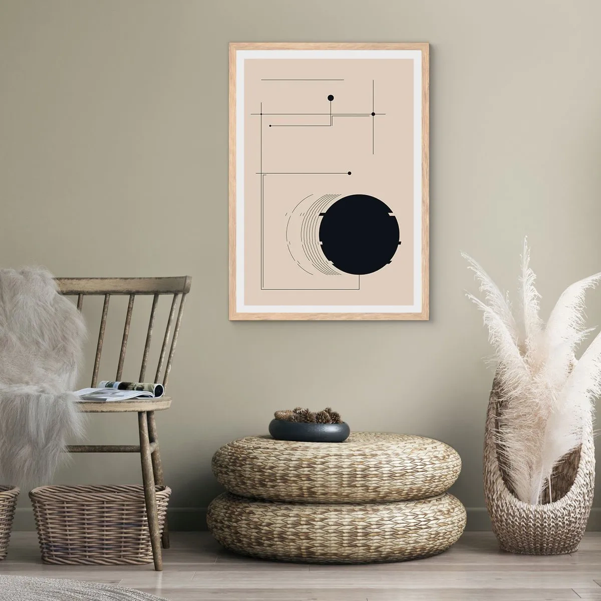 Póster en marco roble claro - Composición elástica y dinámica - 40x50 cm