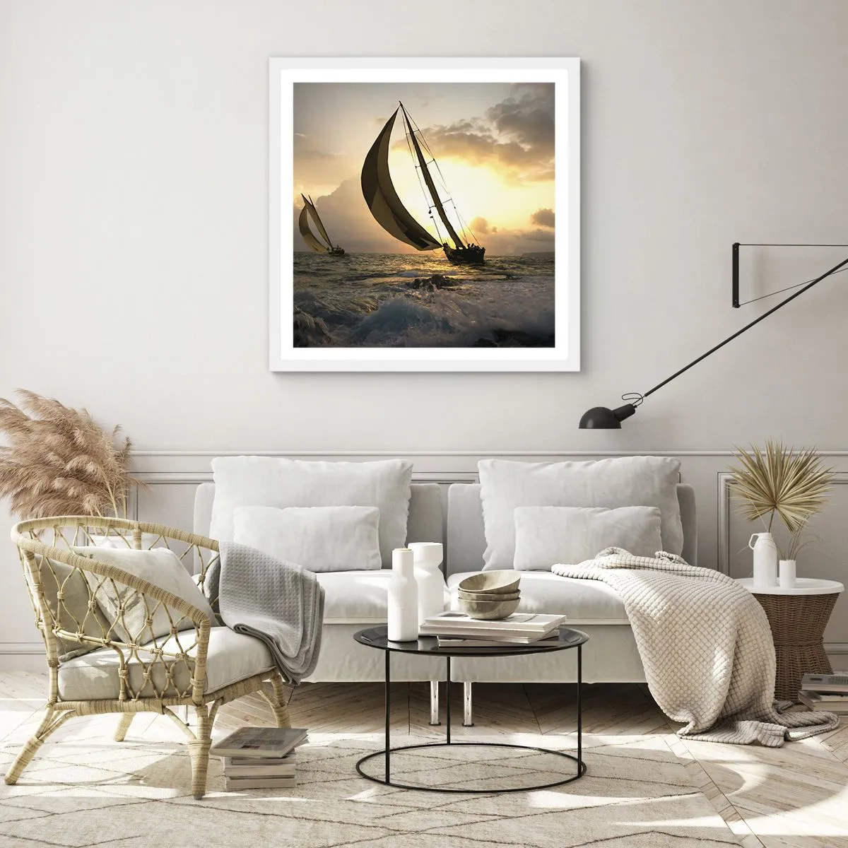 Póster en marco blanco - En contra y a favor del viento - 60x60 cm