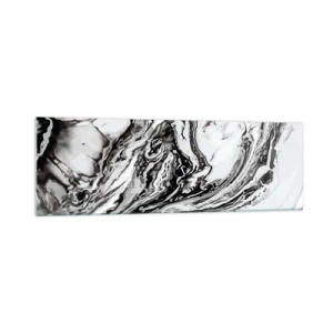 Cuadro sobre vidrio - Impresiones sobre Vidrio - Patrón de mármol abstracto en blanco y negro - 160x50cm - Al principio existía el caos - Decoración de pared moderna para salón y dormitorio ARTTOR