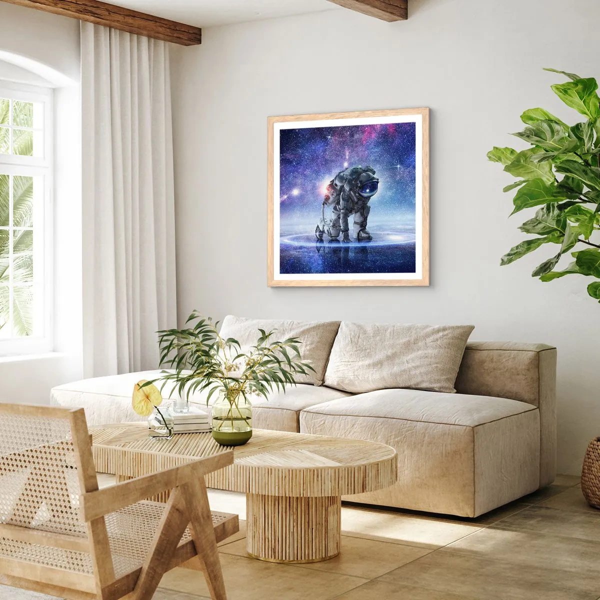 Póster en marco roble claro - Cielo estrellado sobre mí - 40x40 cm