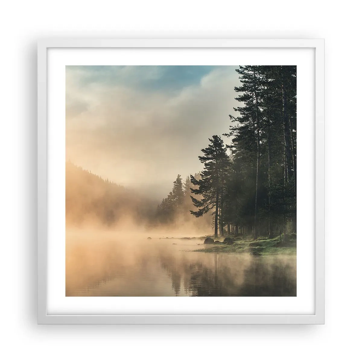 Póster en marco blanco - El nacimiento de un día - 50x50 cm