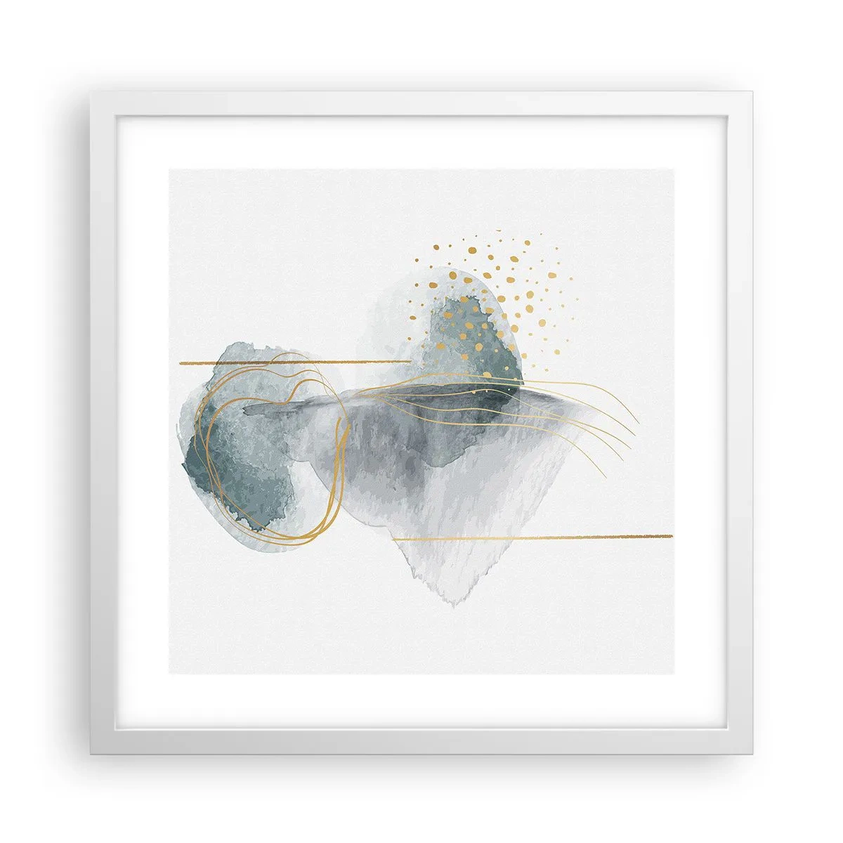 Póster en marco blanco - Sobre la relación entre el gris y el oro - 40x40 cm