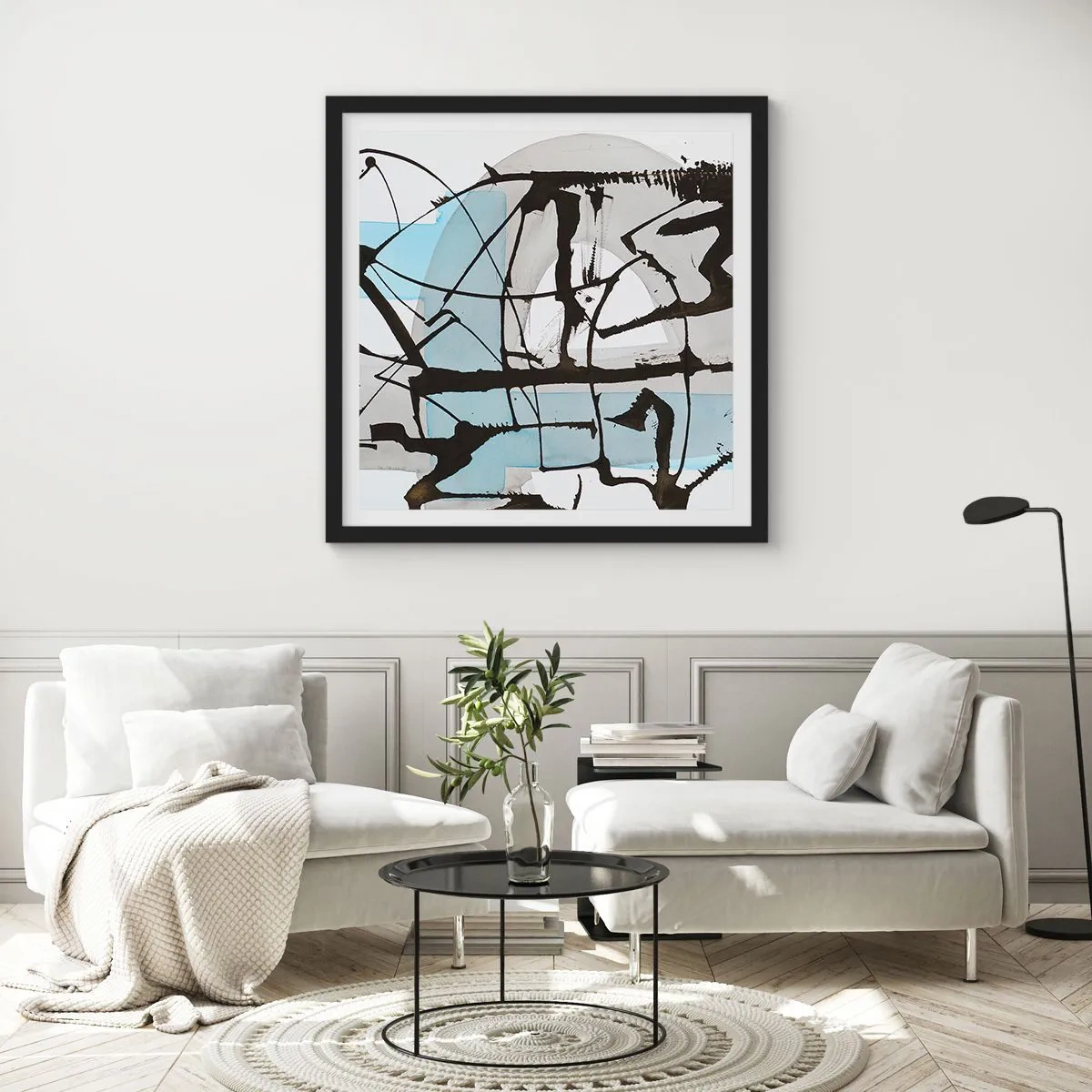 Póster en marco negro - Azul a pesar de todo - 40x40 cm