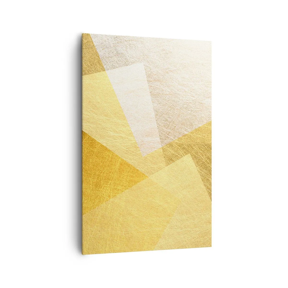 Cuadro sobre lienzo - Impresión de Imagen - Formas geométricas en tonos dorados y claros. - 80x120cm - Tiempo de geometría - Decoración de pared moderna para salón y dormitorio ARTTOR