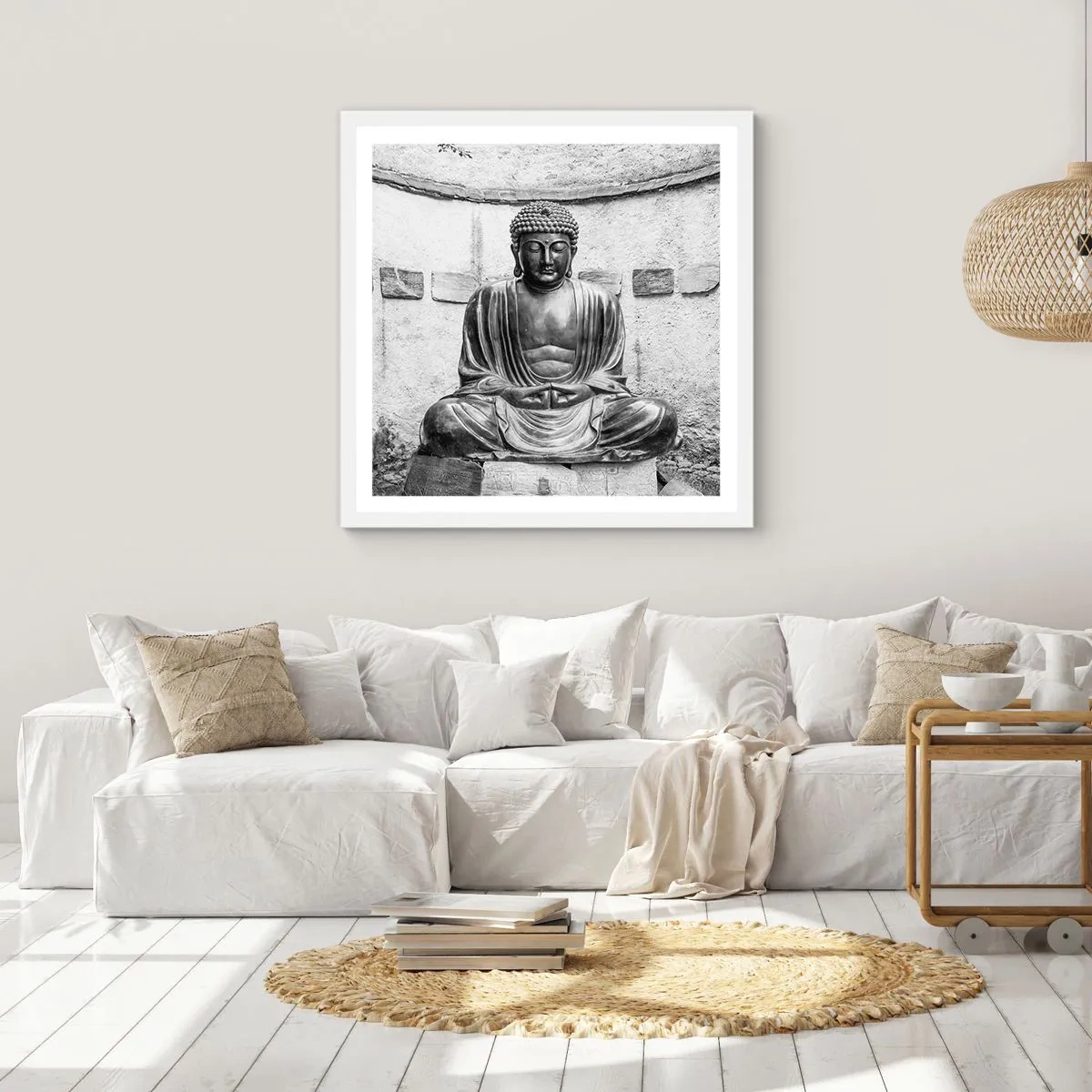 Póster en marco blanco - En la fuente de la paz - 50x50 cm