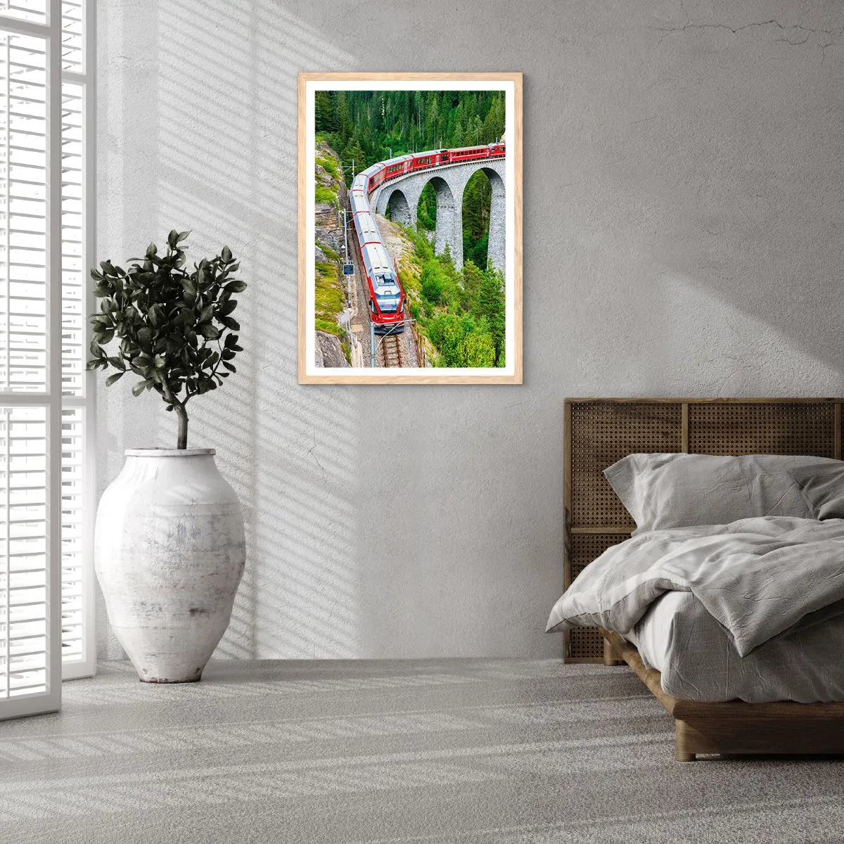 Póster en marco roble claro - Atravesando las montañas - 30x40 cm