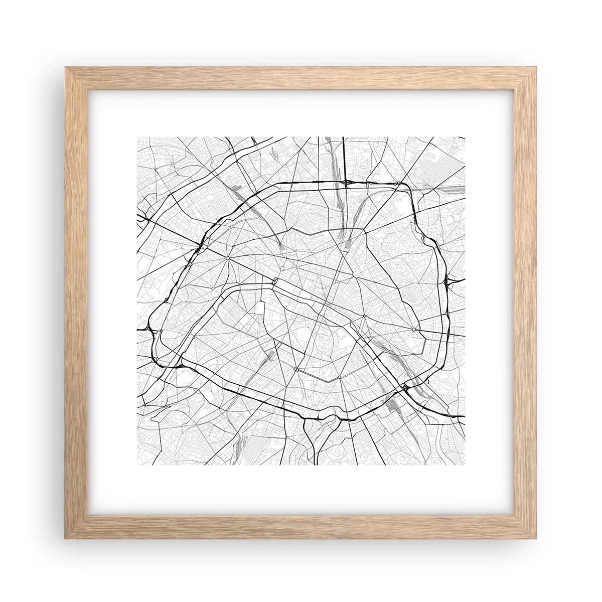 Póster en marco roble claro - Flor de París - 30x30 cm