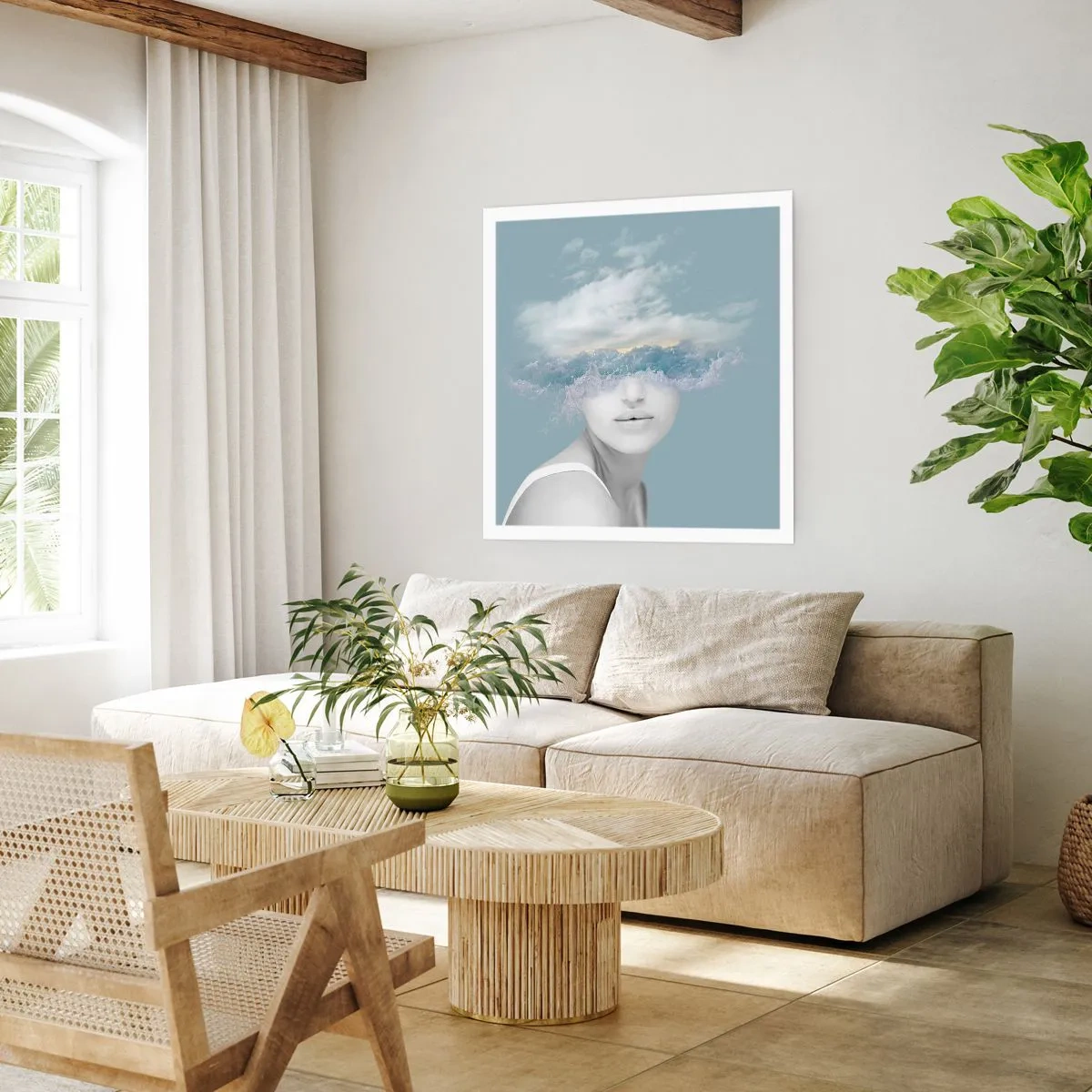 Póster - Con la cabeza en las nubes - 60x60 cm