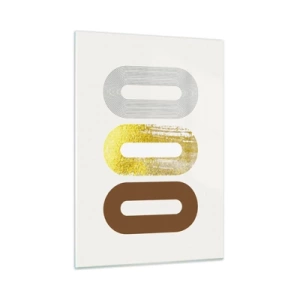 Cuadro sobre vidrio - Impresiones sobre Vidrio - Gráficos geométricos modernos en oro y bronce. - 50x70cm - ¡Ooo! - Decoración de pared moderna para salón y dormitorio ARTTOR