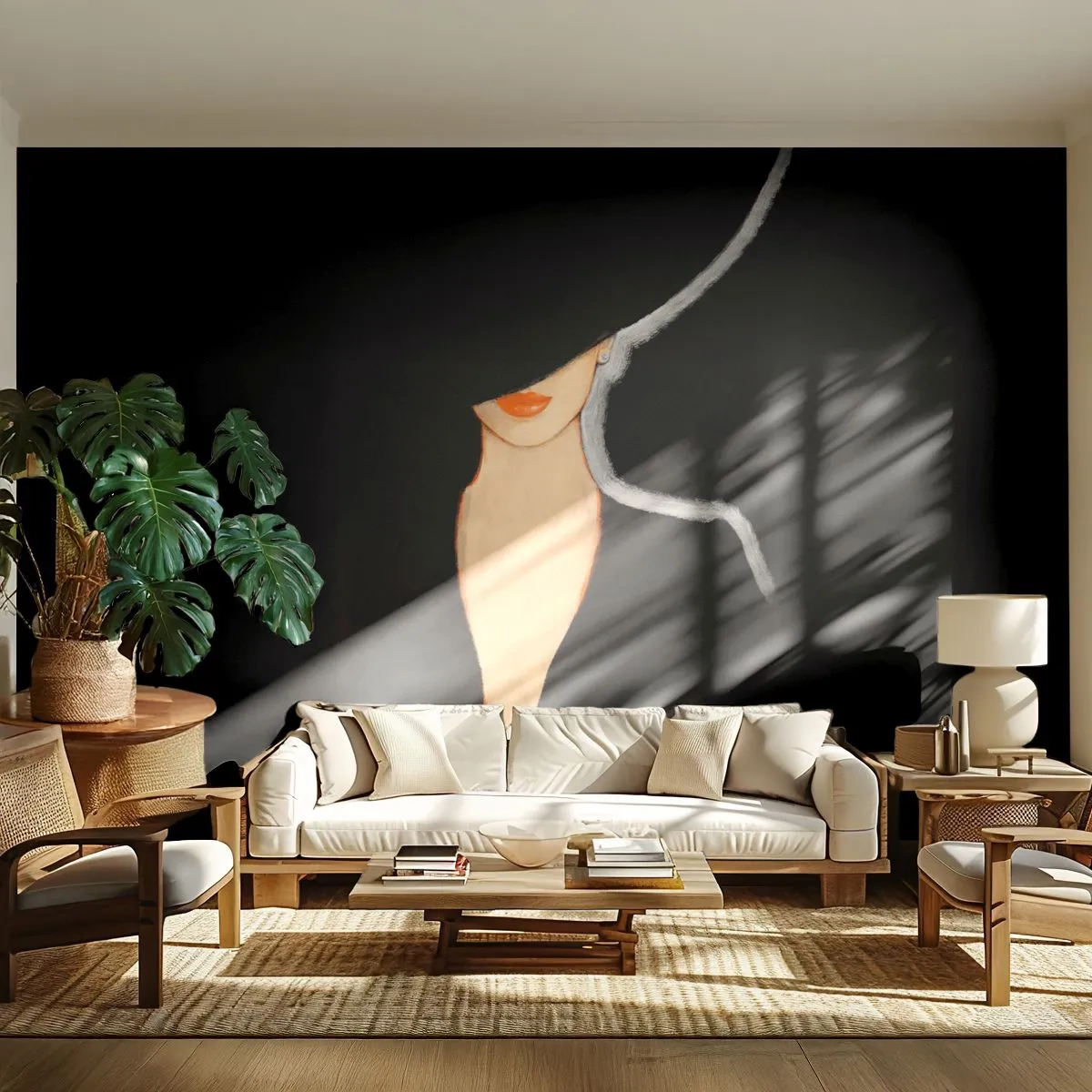 Fotomural Premium Canvas - Elegancia y estilo - mujer con sombrero, Moda, Pedazo - 250x175 cm