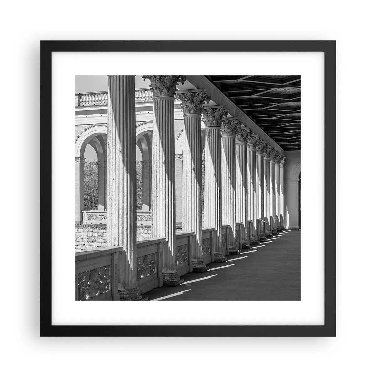 Póster en marco negro - Galería soleada - 40x40 cm