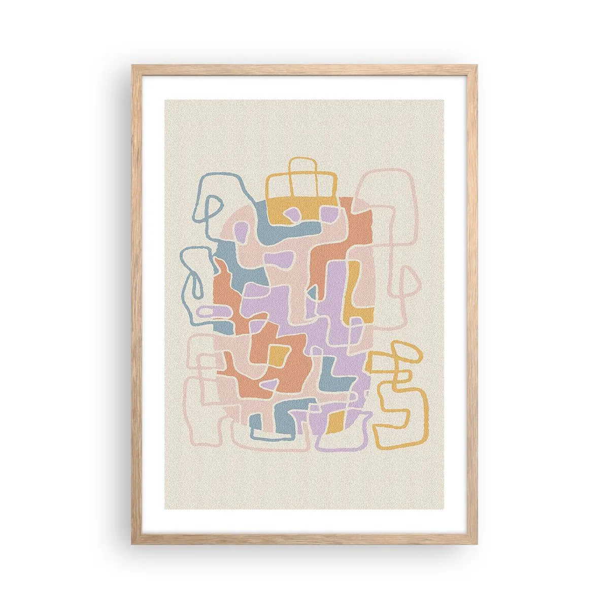 Póster en marco roble claro - Laberinto - una alegre aventura - 50x70 cm