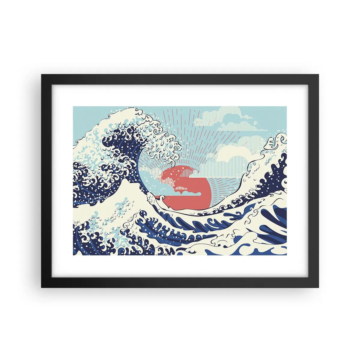 Póster en marco negro - De inspiración japonesa - 40x30 cm