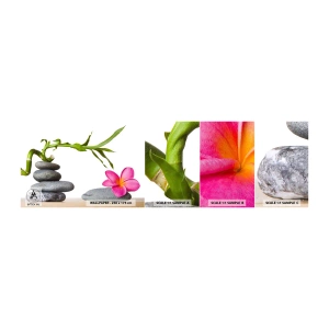 Muestra de fotomural autoadhesivo Deluxe Sticker - Colores de la vida y duración - Flor, piedras, Spa - 100x30 cm