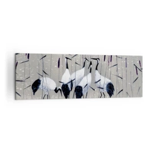 Cuadro sobre lienzo - Impresión de Imagen - Garzas en la hierba contra un fondo tranquilo - 160x50cm - Entre los suyos - Decoración de pared moderna para salón y dormitorio ARTTOR