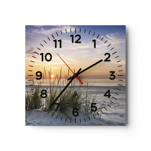 Reloj de pared - Reloj de vidrio - Mira, piensa, siente - 30x30 cm