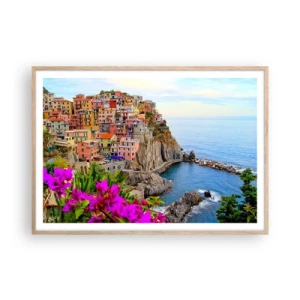 Póster en marco roble claro - La ciudad de la risa - 100x70 cm