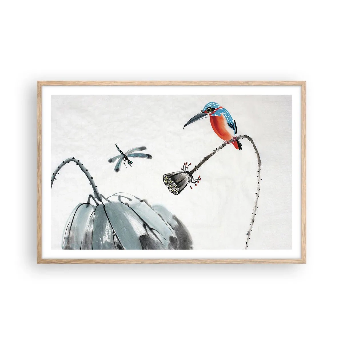 Póster en marco roble claro - La vida de la pradera - 91x61 cm