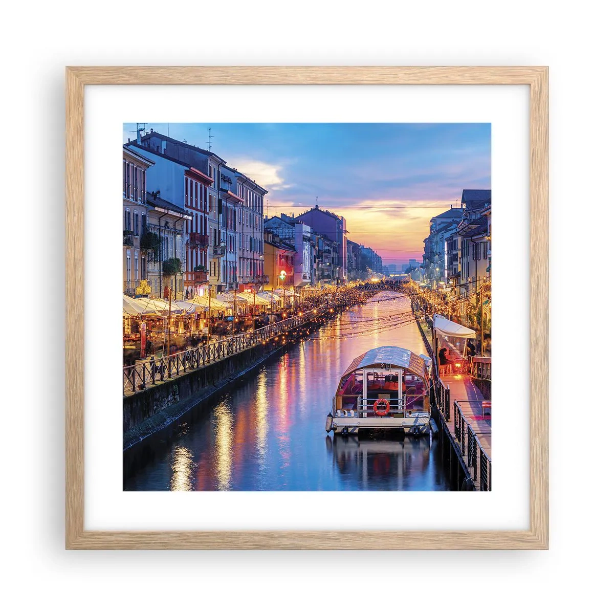 Póster en marco roble claro - Una noche de luz y diversión - 40x40 cm