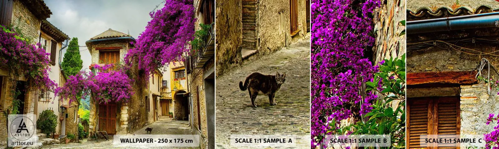 Muestra de fotomural autoadhesivo Deluxe Sticker - Bajo un manto de flores - Paisaje, Arquitectura, Ciudad - 100x30 cm