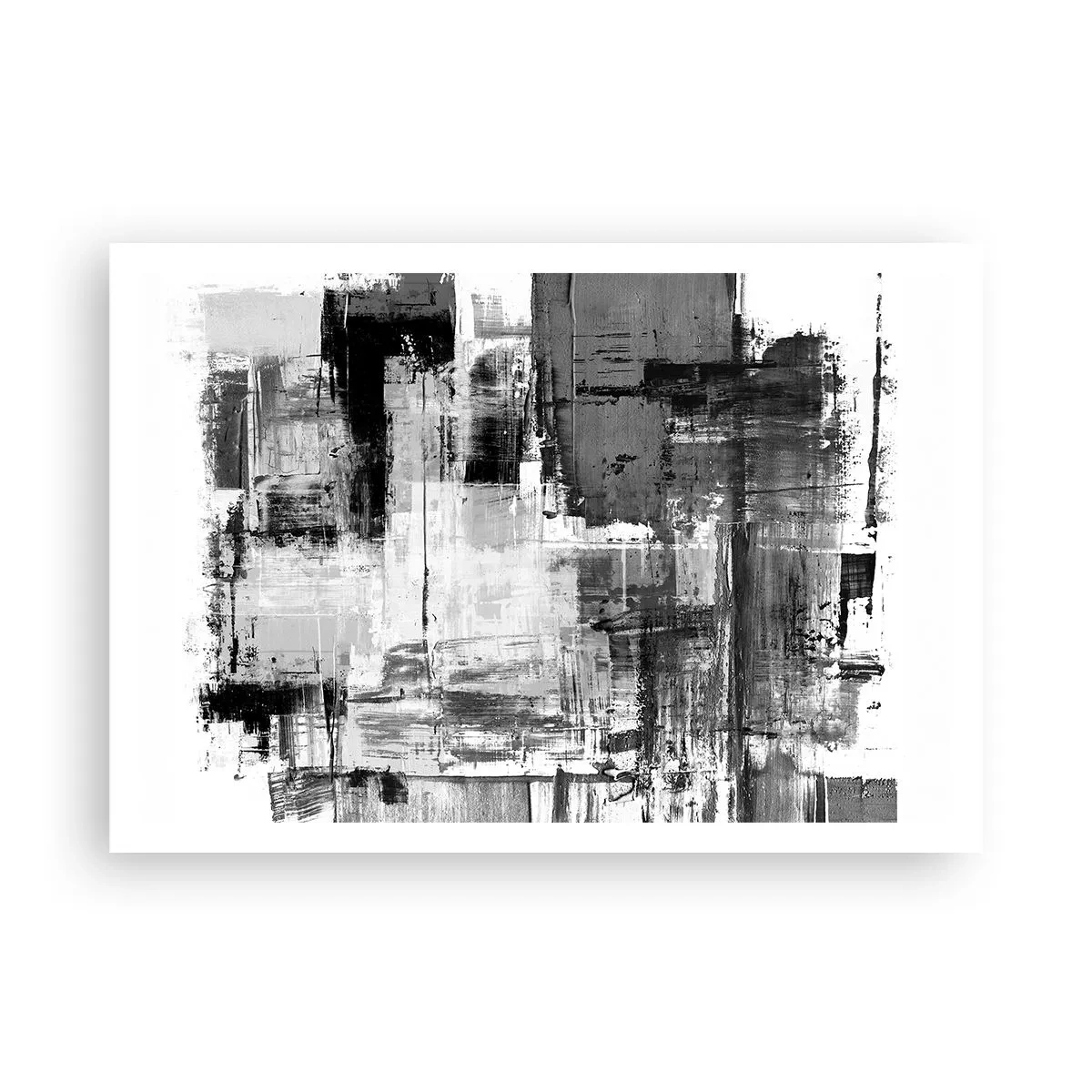 Póster - Composición abstracta en blanco, negro y gris. - 100x70cm - El gris es hermoso - Decoración de pared moderna para salón y dormitorio ARTTOR